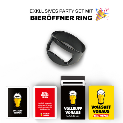 VOLLSUFF VORAUS – Party-Set mit Bieröffner Ring