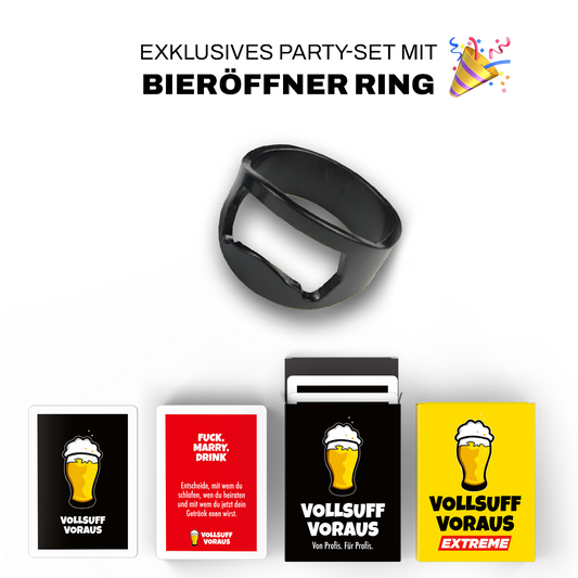 VOLLSUFF VORAUS – Party-Set mit Bieröffner Ring