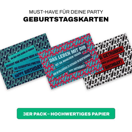 3er Pack Geburtstagskarten